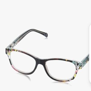 Foster Grant Black Floral-Accent Women's Eyeglasses 3.25x